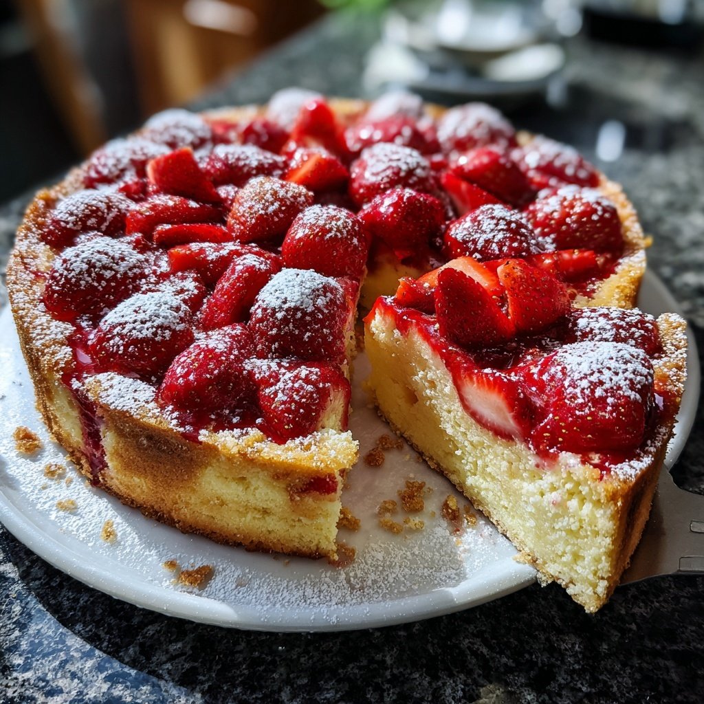 Erdbeerkuchen Mit Puderzucker