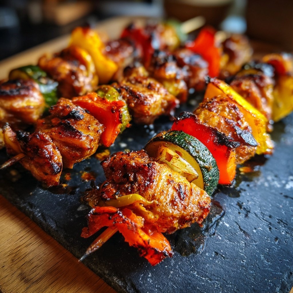 Gegrillte Hähnchenspieße Mit Marinade