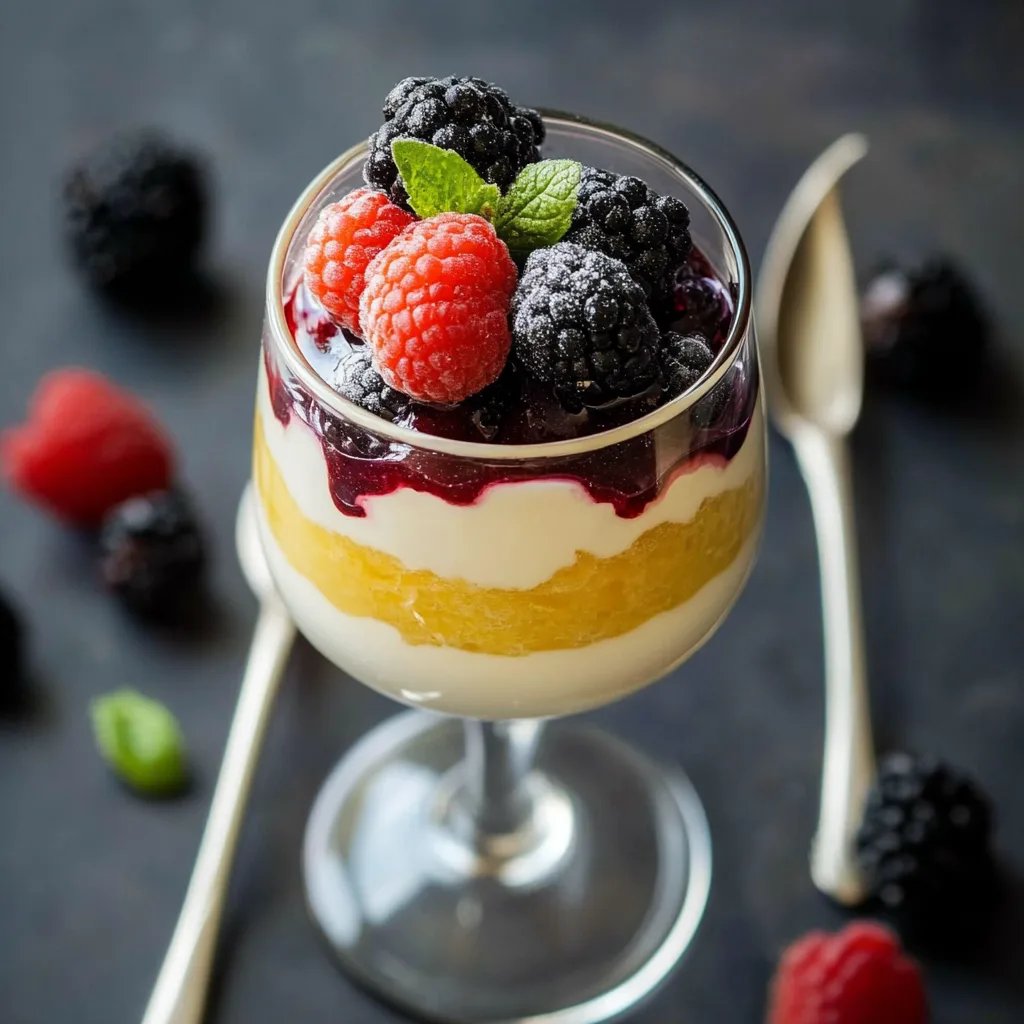 Zitronenmousse mit frischen Beeren