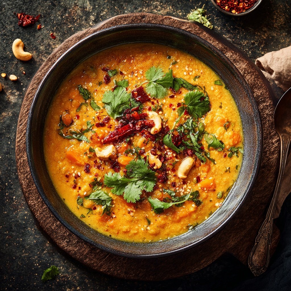 Vegetarisches Abendessen mit Linsencurry