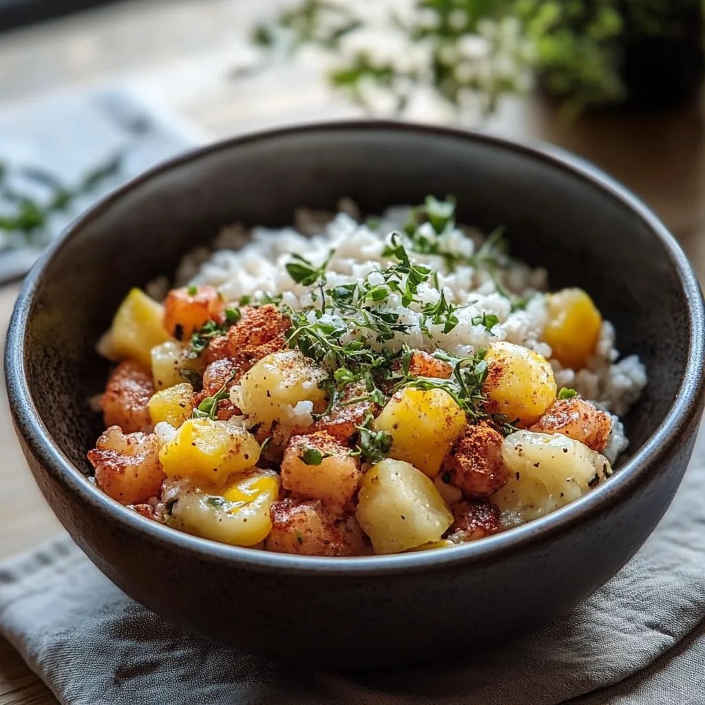 Straßenmais-Hähnchen-Reis-Bowl