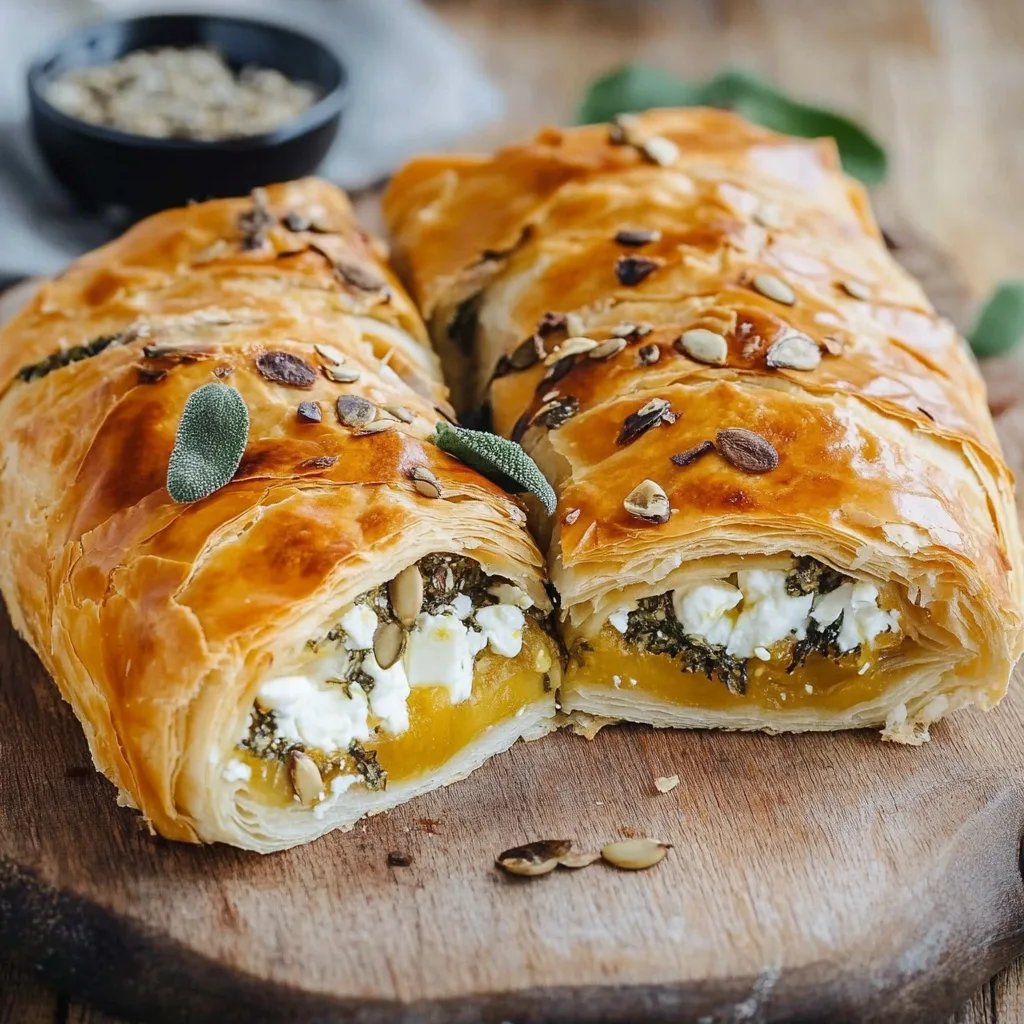 Kürbisstrudel mit Feta